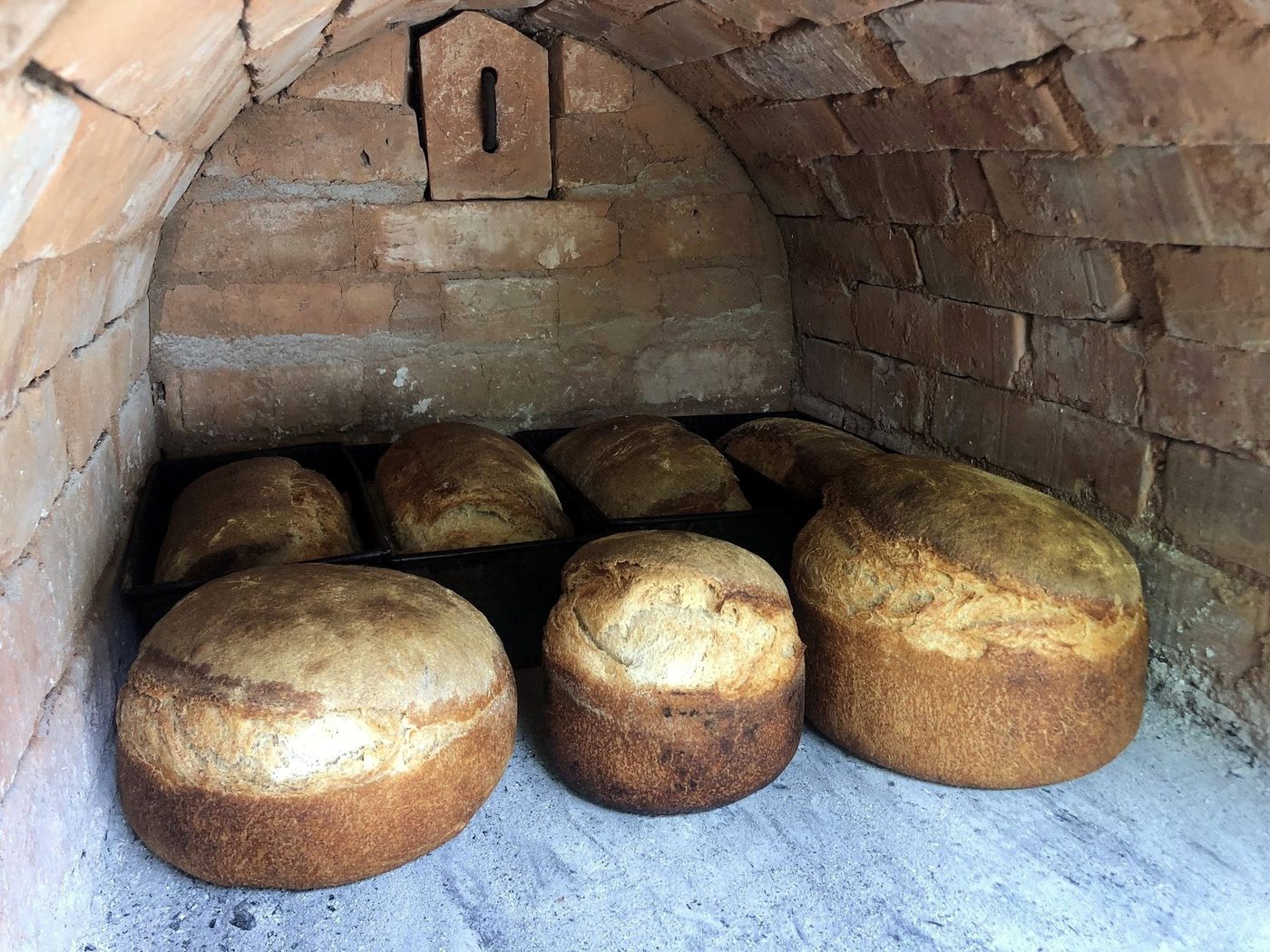 Pâine coaptă în cuptor cu lemne